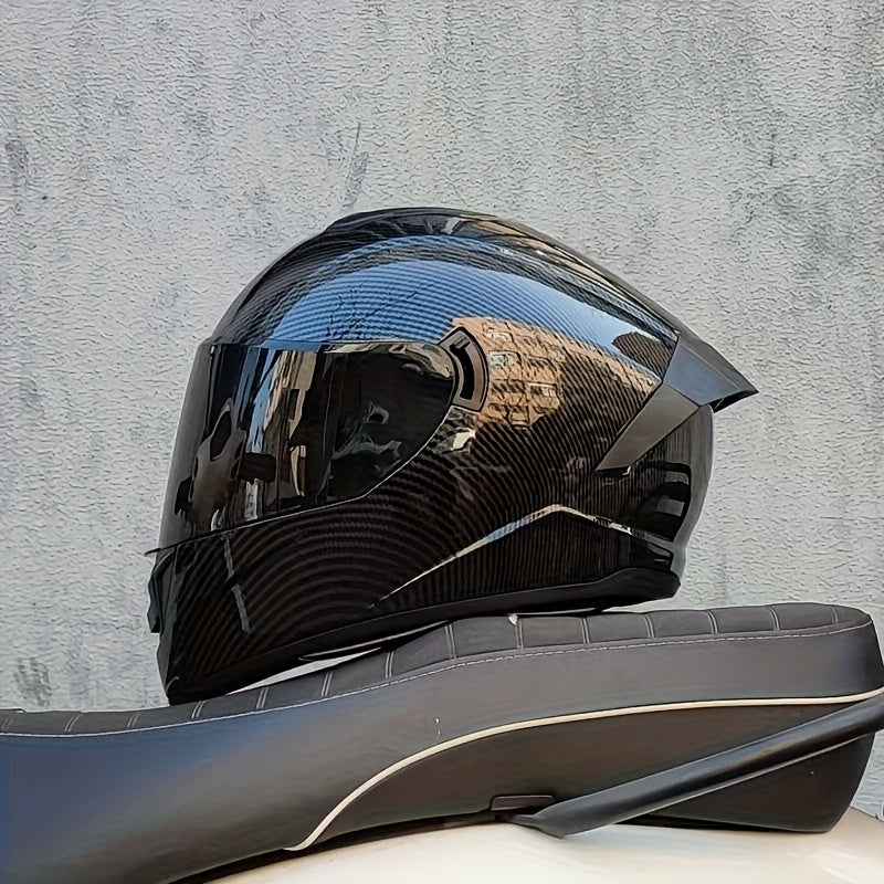 Unisex Full Face Motorcycle Helmet with Stylish Graphics - ABS Shell, Dual Visor & Ventilation System, Quick-Release Buckle