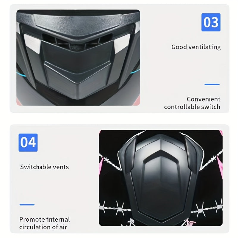 Unisex Full Face Motorcycle Helmet with Stylish Graphics - ABS Shell, Dual Visor & Ventilation System, Quick-Release Buckle