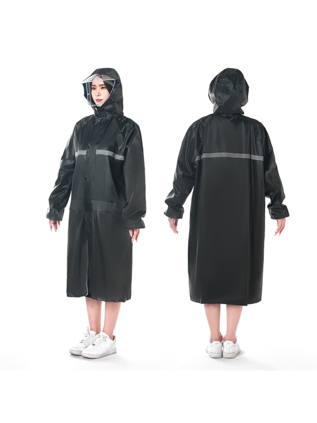 A Long Raincoat Designed to Withstand Heavy Rain And Wind, Featuring Reflective Elements for Outdoor Security. This Emergency Rain Poncho Is a Must-Have for Daily Travel Or Outdoor Adventures.