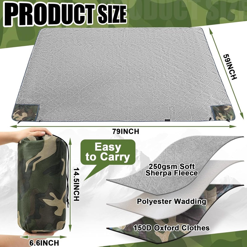 XL Camo Woobie Blanket Heavy-Duty High Quality & Windproof - Sherpa Lining, Extra-Thick, Outdoor Survival Bed for Hunting, Camping, Stadium Events - Suitable for s &, Picnic, Cold Weather