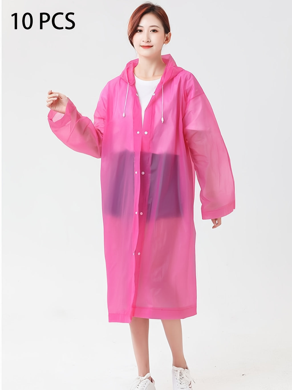 10-Pack, Full-Body Thickened Non-Disposable Long Raincoat, Unisex Hooded Raincoat, Adult Portable One-Piece Poncho for Outdoor Travel, Essential for Rainy Day Commuting And Festival Outings