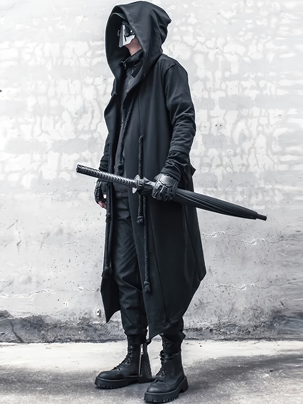 Men's Streetwear Poncho Quality Polyester Fabric Skin-friendly Casual Cardigan Coat Casual Trench Coat Rope Decoration Holiday Dress Up Clothing