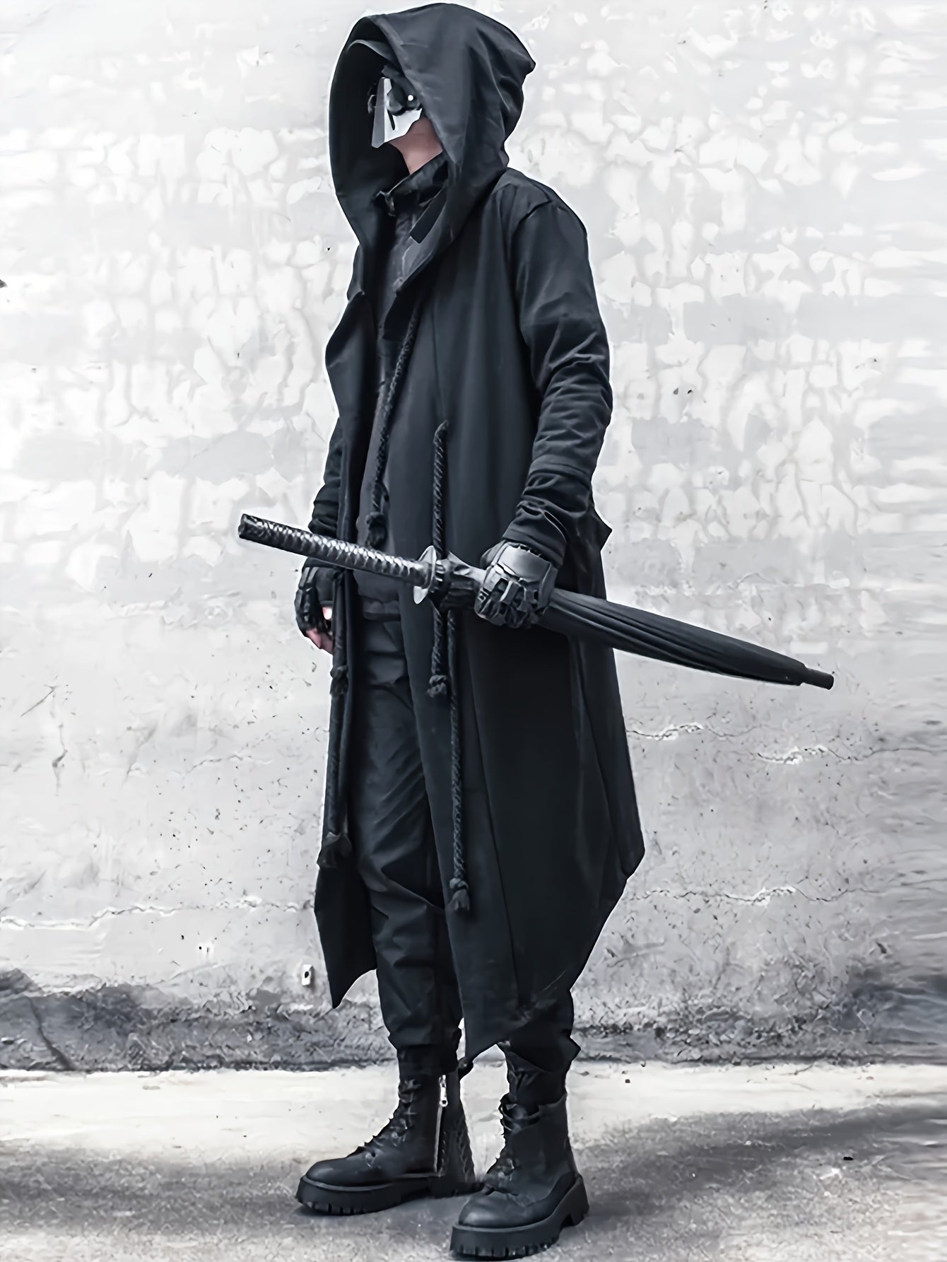 Men's Streetwear Poncho Quality Polyester Fabric Skin-friendly Casual Cardigan Coat Casual Trench Coat Rope Decoration Holiday Dress Up Clothing