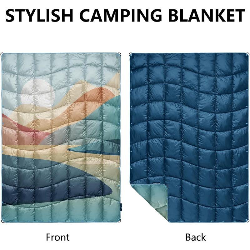 Lightweight Windproof Camping Blanket - Puffy Down Alternative with Down-Like Insulation, Compact & Portable for Hiking, Backpacking, Beach, Picnic, Stadium - All-Season Outdoor Blanket in Pink\u002F, Hand Washable, Durable Twill Fabric
