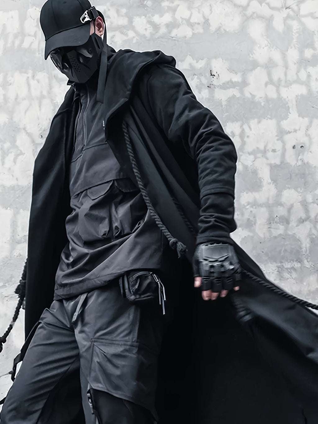 Men's Streetwear Poncho Quality Polyester Fabric Skin-friendly Casual Cardigan Coat Casual Trench Coat Rope Decoration Holiday Dress Up Clothing