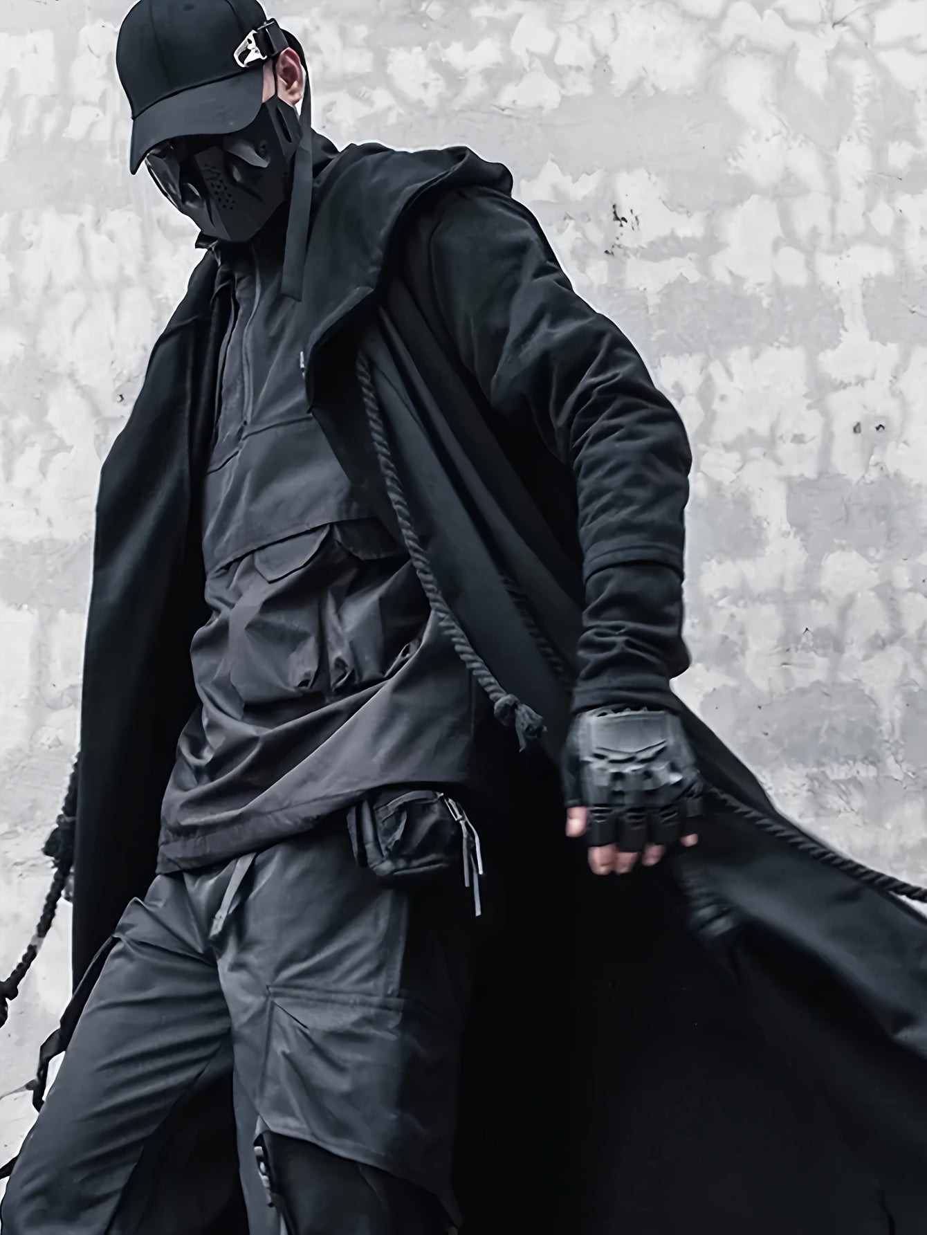 Men's Streetwear Poncho Quality Polyester Fabric Skin-friendly Casual Cardigan Coat Casual Trench Coat Rope Decoration Holiday Dress Up Clothing