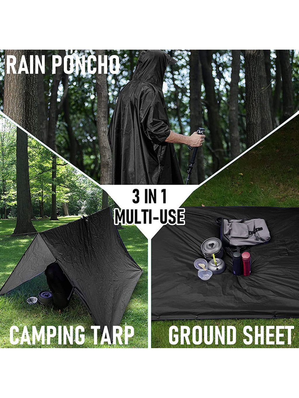 2pcs Multi Functional Raincoat for Cycling, Outdoor Hiking, Mountaineering, High Quality, Breathable Adult Tactical Raincoat, Canopy Rain, Poncho, Floor, Three in One Function