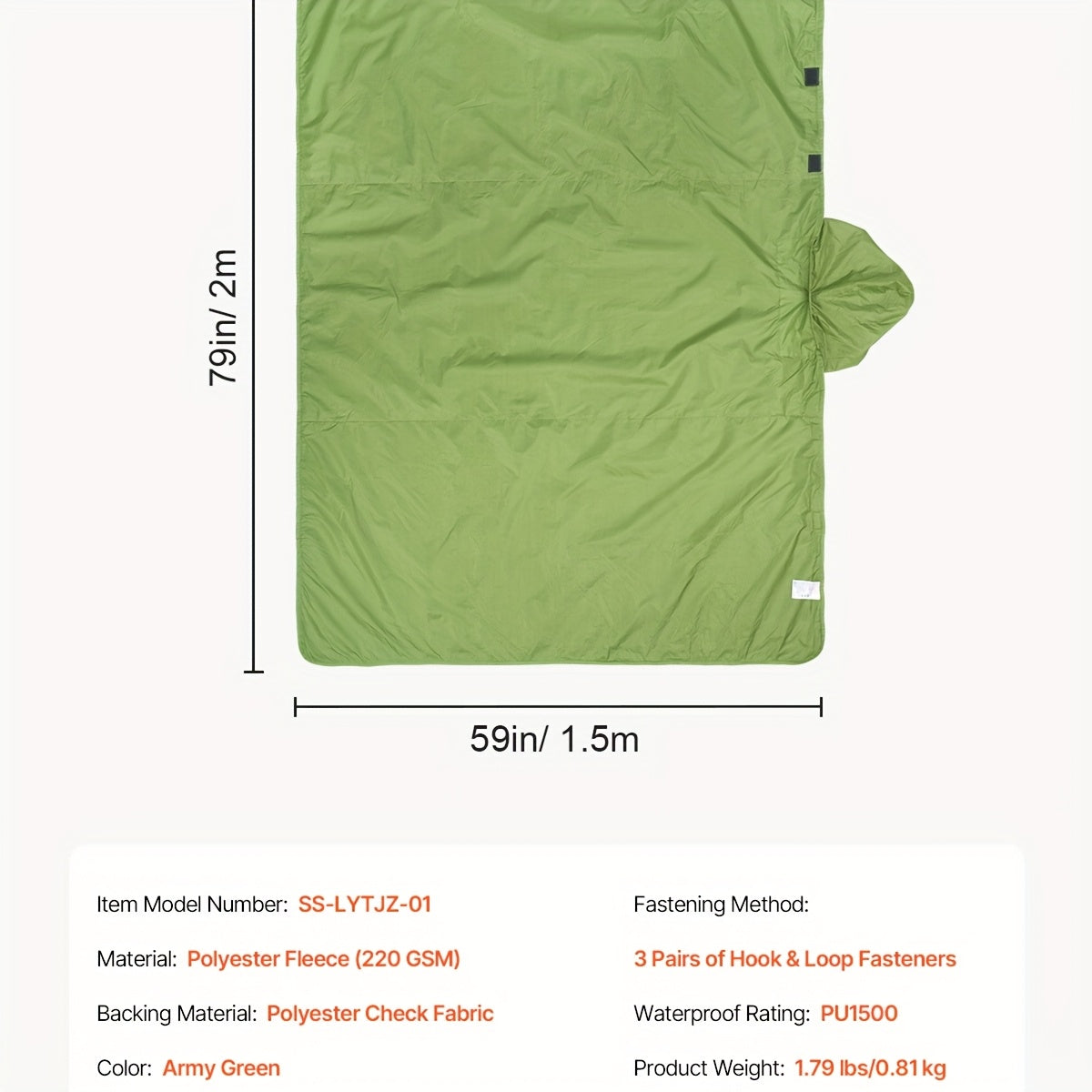 Happybuy Extra Large Camping Blanket - Wearable High Quality Windproof Flame Retardant Polyester Fleece, 75\