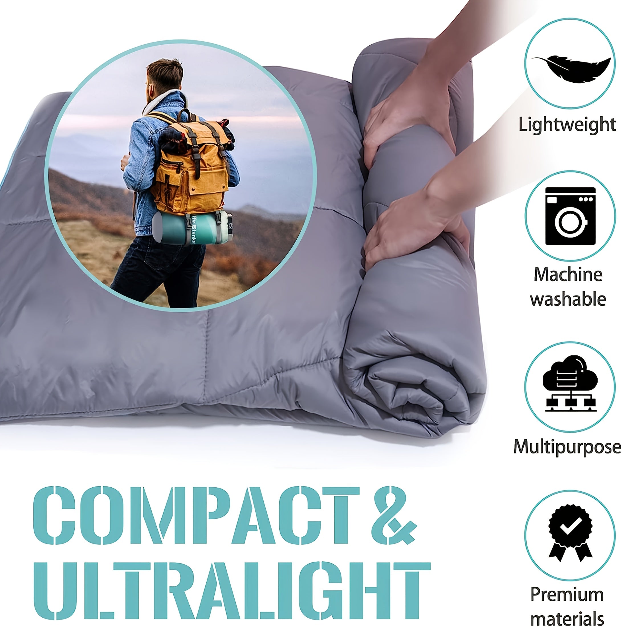 -Weather High Quality Windproof Outdoor Camping Blanket - Poncho Style Convertible (Suitable for Hiking, Picnics, Beach & RV) | Compact Packable Warm | - Machine Washable Cold Weather Bedspread