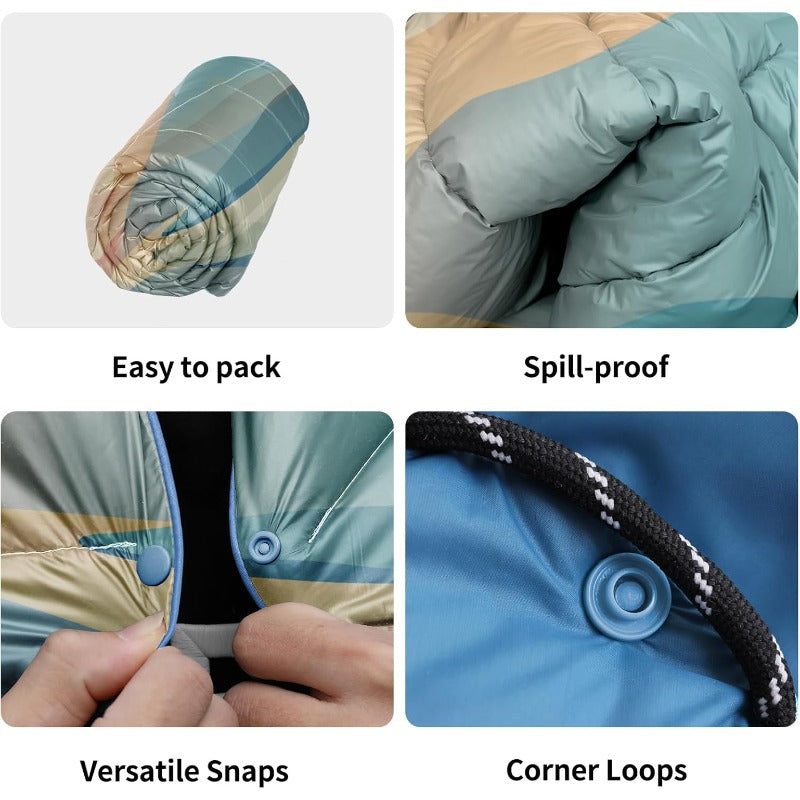 Lightweight Windproof Camping Blanket - Puffy Down Alternative with Down-Like Insulation, Compact & Portable for Hiking, Backpacking, Beach, Picnic, Stadium - All-Season Outdoor Blanket in Pink\u002F, Hand Washable, Durable Twill Fabric