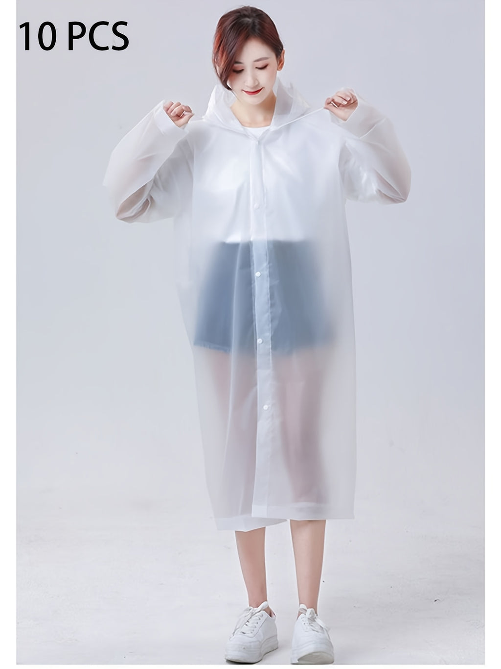 10-Pack, Full-Body Thickened Non-Disposable Long Raincoat, Unisex Hooded Raincoat, Adult Portable One-Piece Poncho for Outdoor Travel, Essential for Rainy Day Commuting And Festival Outings