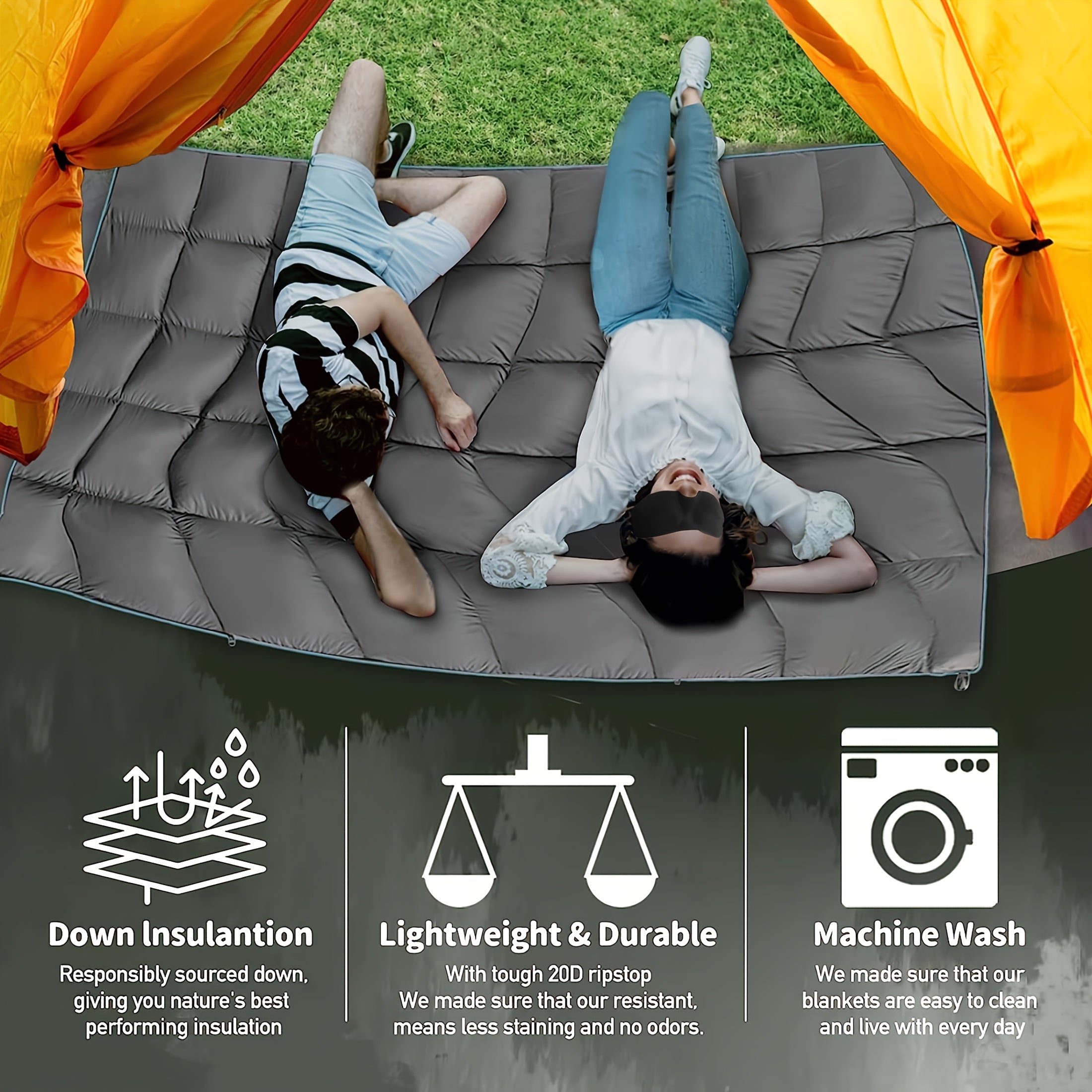 -Weather High Quality Windproof Outdoor Camping Blanket - Poncho Style Convertible (Suitable for Hiking, Picnics, Beach & RV) | Compact Packable Warm | - Machine Washable Cold Weather Bedspread