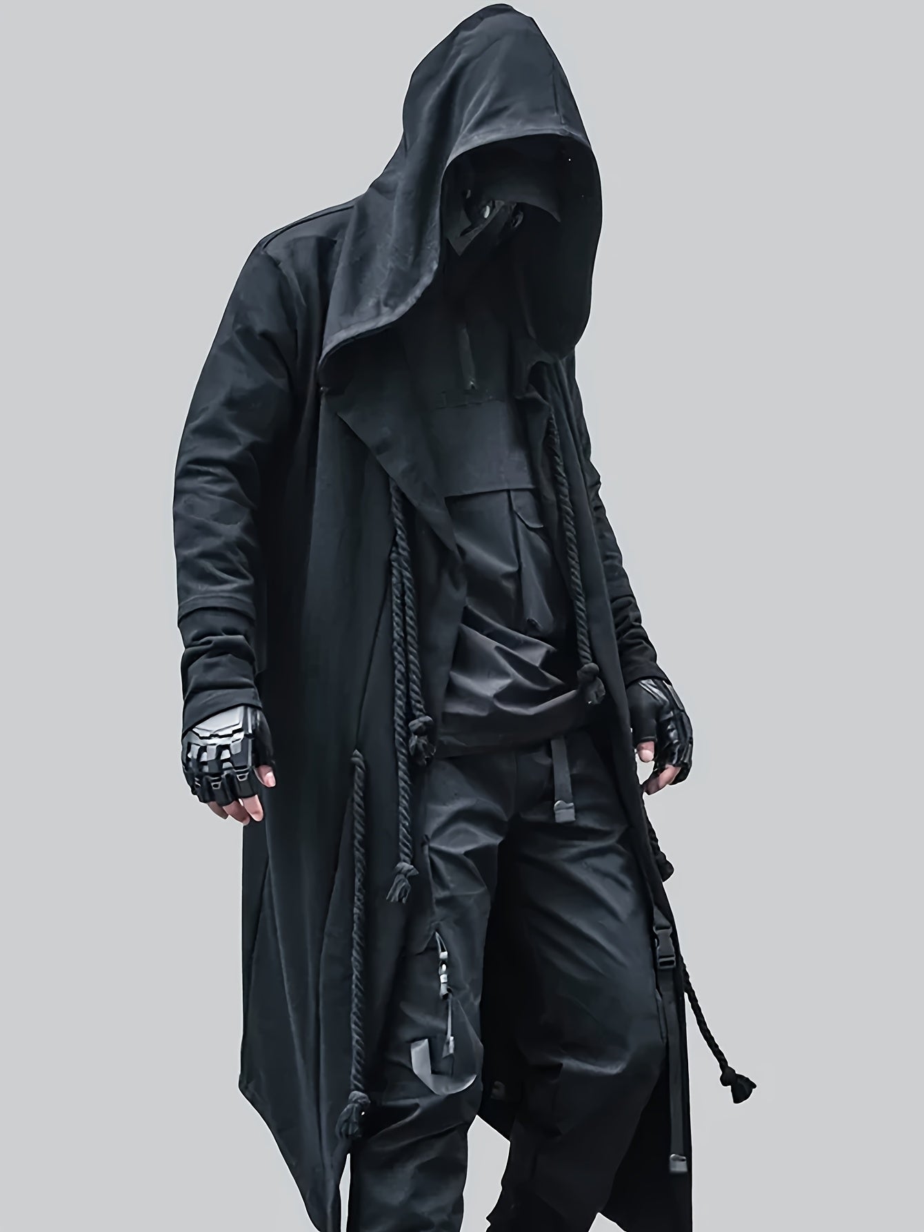 Men's Streetwear Poncho Quality Polyester Fabric Skin-friendly Casual Cardigan Coat Casual Trench Coat Rope Decoration Holiday Dress Up Clothing