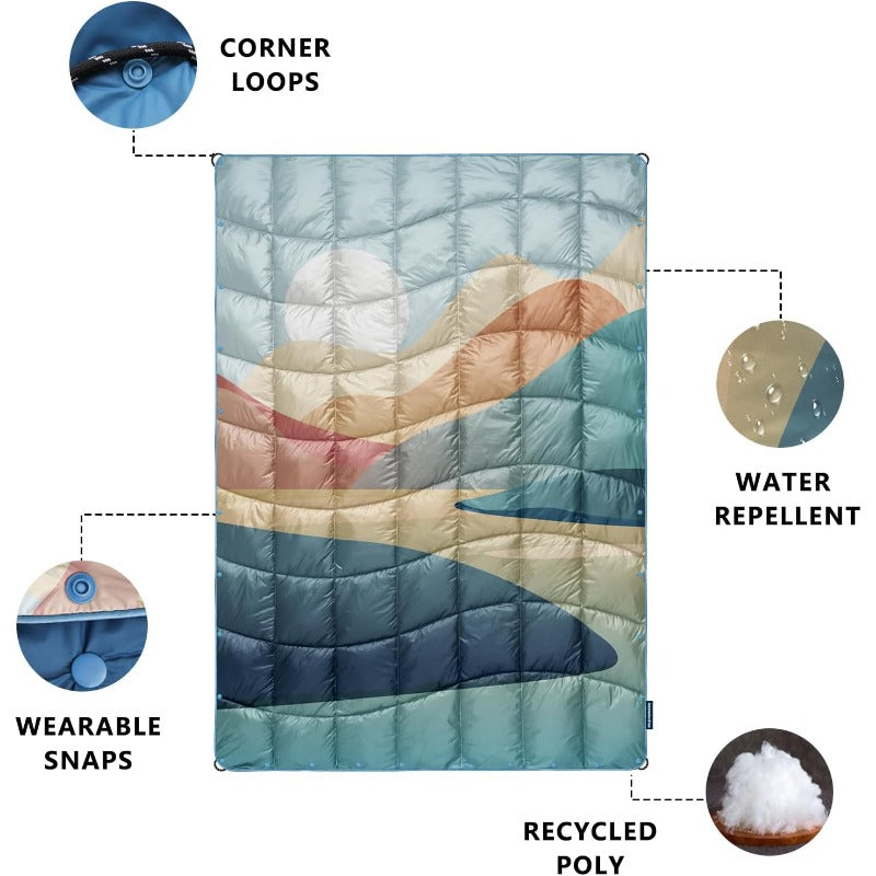 Lightweight Windproof Camping Blanket - Puffy Down Alternative with Down-Like Insulation, Compact & Portable for Hiking, Backpacking, Beach, Picnic, Stadium - All-Season Outdoor Blanket in Pink\u002F, Hand Washable, Durable Twill Fabric
