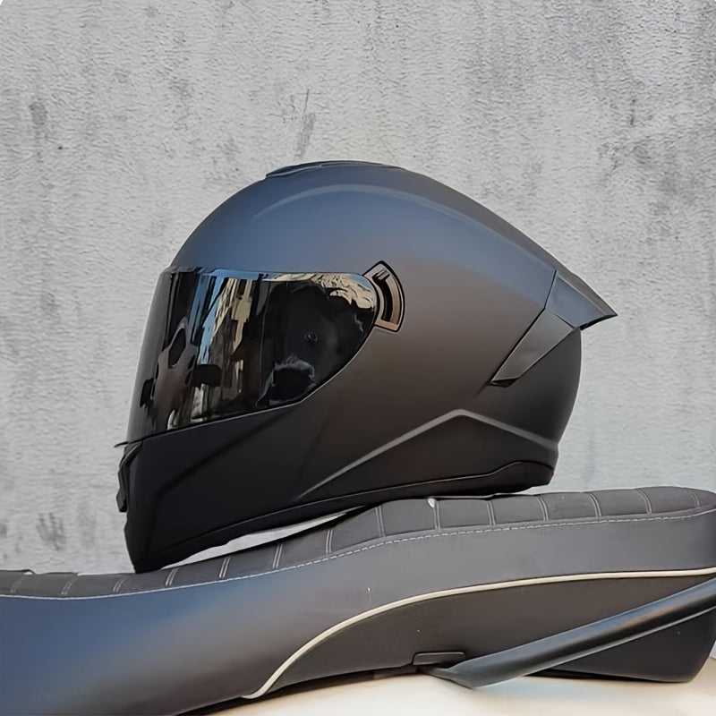 Unisex Full Face Motorcycle Helmet with Stylish Graphics - ABS Shell, Dual Visor & Ventilation System, Quick-Release Buckle
