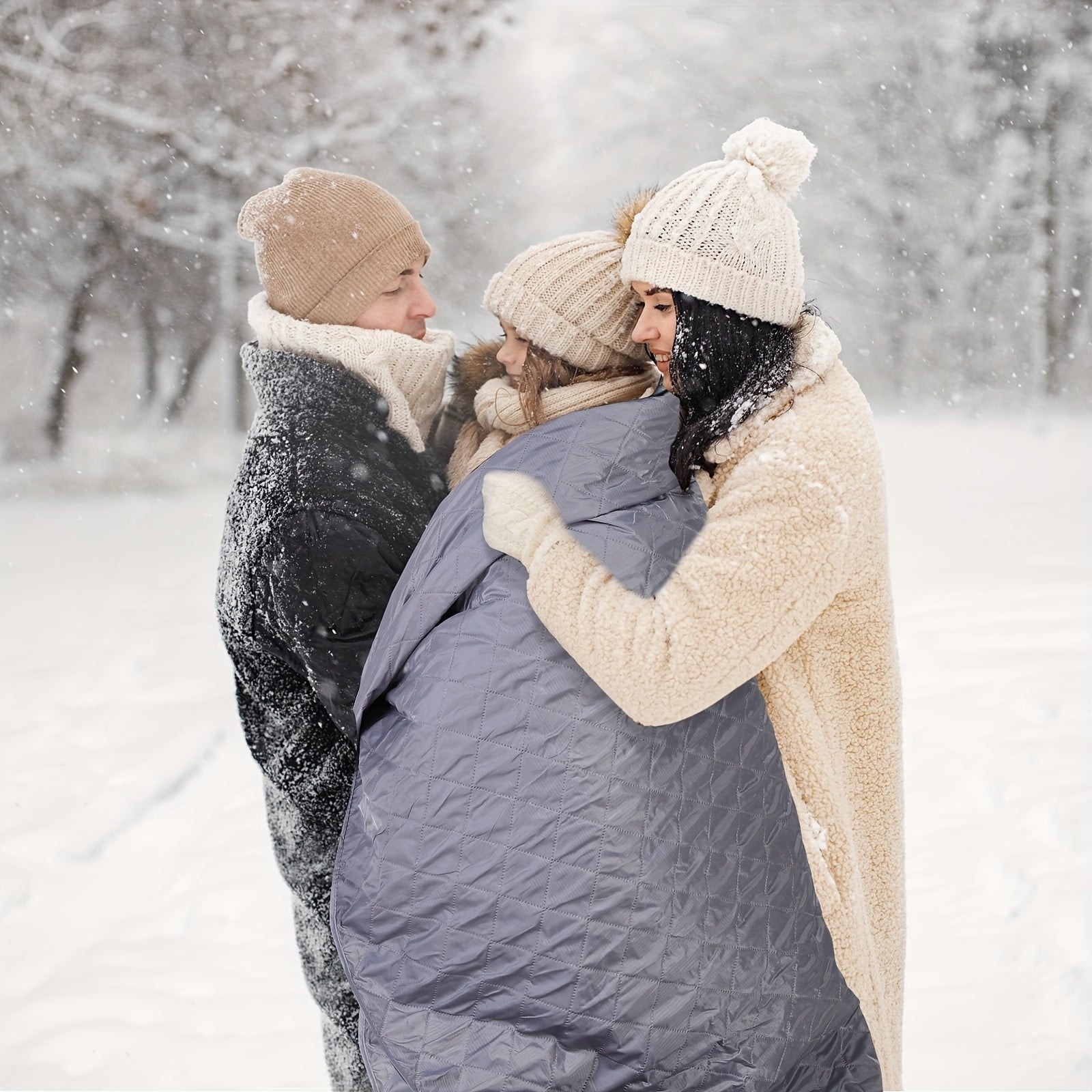 2 Large Outdoor Blanket 78'' X 55'' Quilted Windproof High Quality Fleece Sandproof Stadium Foldable Warm Blanket for Camping Picnic Sporting Events Cold Weather (Gray)
