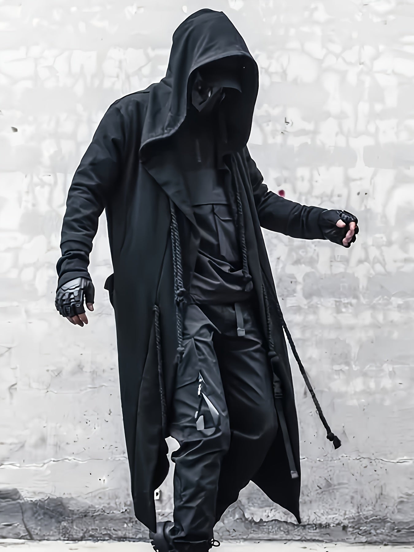 Men's Streetwear Poncho Quality Polyester Fabric Skin-friendly Casual Cardigan Coat Casual Trench Coat Rope Decoration Holiday Dress Up Clothing