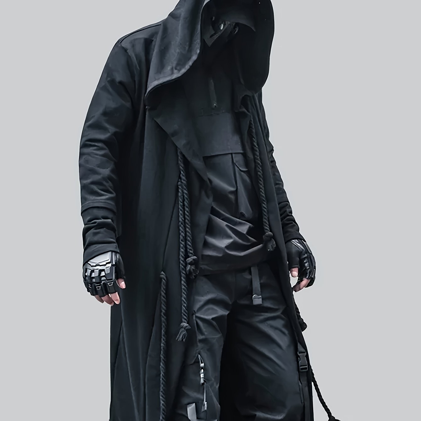 Men's Streetwear Poncho Quality Polyester Fabric Skin-friendly Casual Cardigan Coat Casual Trench Coat Rope Decoration Holiday Dress Up Clothing
