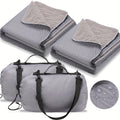 2 Large Outdoor Blanket 78'' X 55'' Quilted Windproof High Quality Fleece Sandproof Stadium Foldable Warm Blanket for Camping Picnic Sporting Events Cold Weather (Gray)