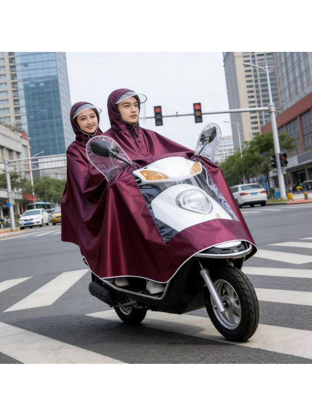 Genuine Poncho, Ultra-soft, Ultra-thick, Extra-large Size, Extended Length, Motorcycle Raincoat for Single or Double People, Widened Electric Vehicle Raincoat