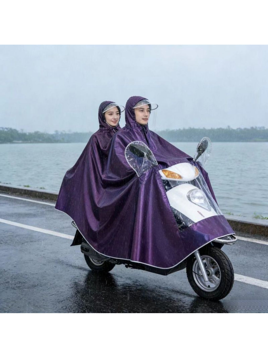 Genuine Poncho, Ultra-soft, Ultra-thick, Extra-large Size, Extended Length, Motorcycle Raincoat for Single or Double People, Widened Electric Vehicle Raincoat